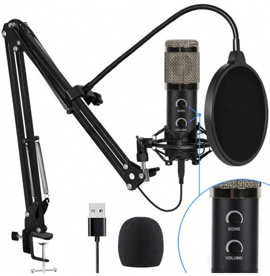2021 Upgraded USB Condenser Microphone for Computer, Great for Gaming, Podcast, LiveStreaming, YouTube Recording, Karaoke on PC, Plug & Play, with Adjustable Metal Arm Stand, Ideal for Gift, Black 2021 Upgraded USB Condenser Microphone for Computer, Great for Gaming, Podcast, LiveStreaming, YouTube Recording, Karaoke on PC, Plug & Play, with Adjustable Metal Arm Stand, Ideal for Gift, Black