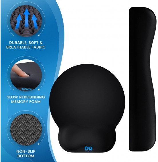 Everlasting Comfort Mouse Pad with Wrist Support - Includes Keyboard Wrist Rest - Ergonomic Memory Foam Desk Cushion for Carpal Tunnel - Computer, Laptop, Typing and Gaming Accessories Everlasting Comfort Mouse Pad with Wrist Support - Includes Keyboard Wrist Rest - Ergonomic Memory Foam Desk Cushion for Carpal Tunnel - Computer, Laptop, Typing and Gaming Accessories
