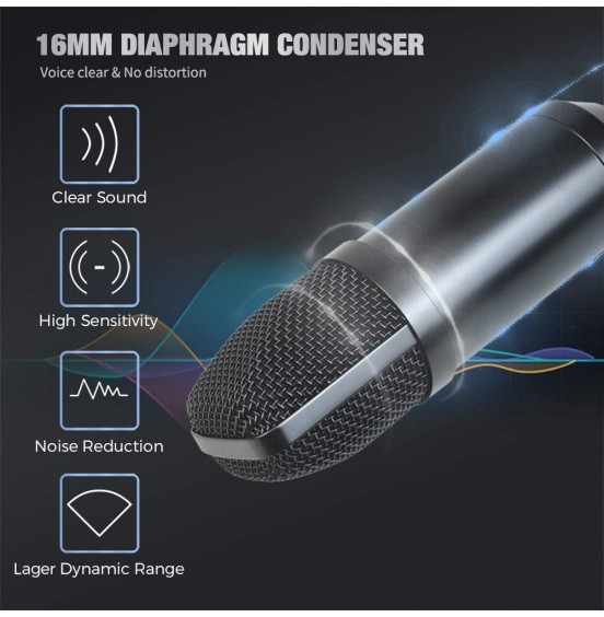 USB Microphone, Professional Condenser Computer PC Mic with Tripod Stand, Pop Filter, Shock Mount for Gaming, Streaming, Podcasting, YouTube, Voice Over, Skype, Twitch, Compatible with Laptop Desktop USB Microphone, Professional Condenser Computer PC Mic with Tripod Stand, Pop Filter, Shock Mount for Gaming, Streaming, Podcasting, YouTube, Voice Over, Skype, Twitch, Compatible with Laptop Desktop