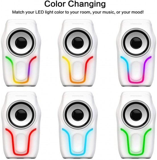 Computer Speakers,2.0 Stereo Volume Control Gaming Speakers with Surround Sound,6 RGB LED Backlit Effect,USB Powered Wired Laptop Speakers with 3.5mm for Desktop Computer/PC/Laptops(White) Computer Speakers,2.0 Stereo Volume Control Gaming Speakers with Surround Sound,6 RGB LED Backlit Effect,USB Powered Wired Laptop Speakers with 3.5mm for Desktop Computer/PC/Laptops(White)