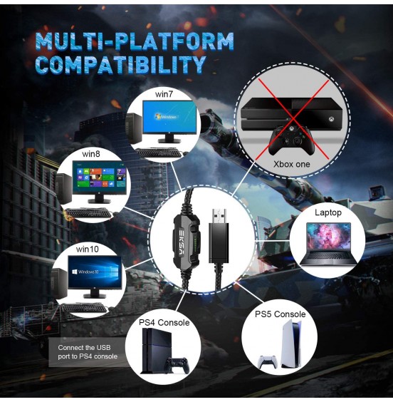 EKSA E1000 USB Gaming Headset for PC - Computer Headphones with Microphone/Mic Noise Cancelling, 7.1 Surround Sound Wired Headset&RGB Light - Gaming Headphones for PS4/PS5 Console Laptop EKSA E1000 USB Gaming Headset for PC - Computer Headphones with Microphone/Mic Noise Cancelling, 7.1 Surround Sound Wired Headset&RGB Light - Gaming Headphones for PS4/PS5 Console Laptop