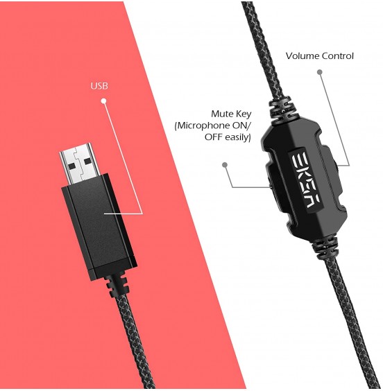 EKSA E1000 USB Gaming Headset for PC - Computer Headphones with Microphone/Mic Noise Cancelling, 7.1 Surround Sound Wired Headset&RGB Light - Gaming Headphones for PS4/PS5 Console Laptop EKSA E1000 USB Gaming Headset for PC - Computer Headphones with Microphone/Mic Noise Cancelling, 7.1 Surround Sound Wired Headset&RGB Light - Gaming Headphones for PS4/PS5 Console Laptop